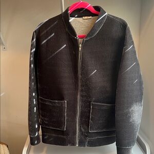 Zara Blue/Gray Velvet Bomber Jacket